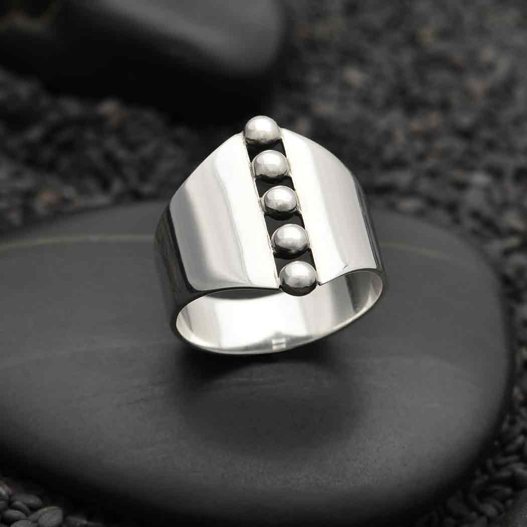 Sterling Silver Shield Ring with Granulation: 5