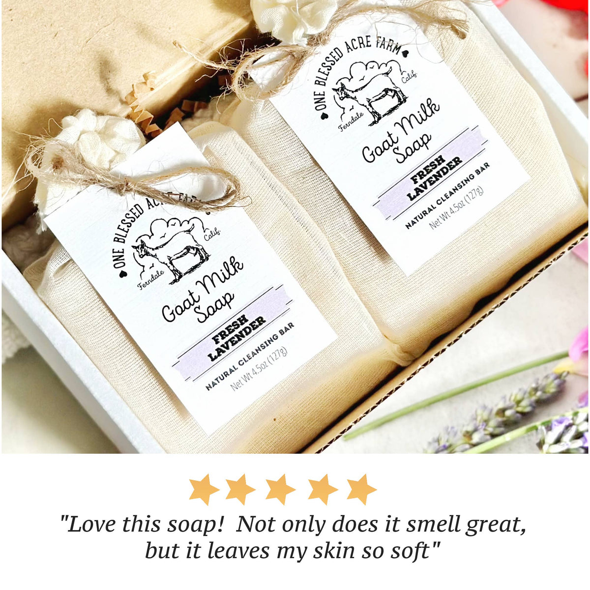 Fresh Lavender Goat Milk Bar Soap: Guest Soap Bar 1 ounce