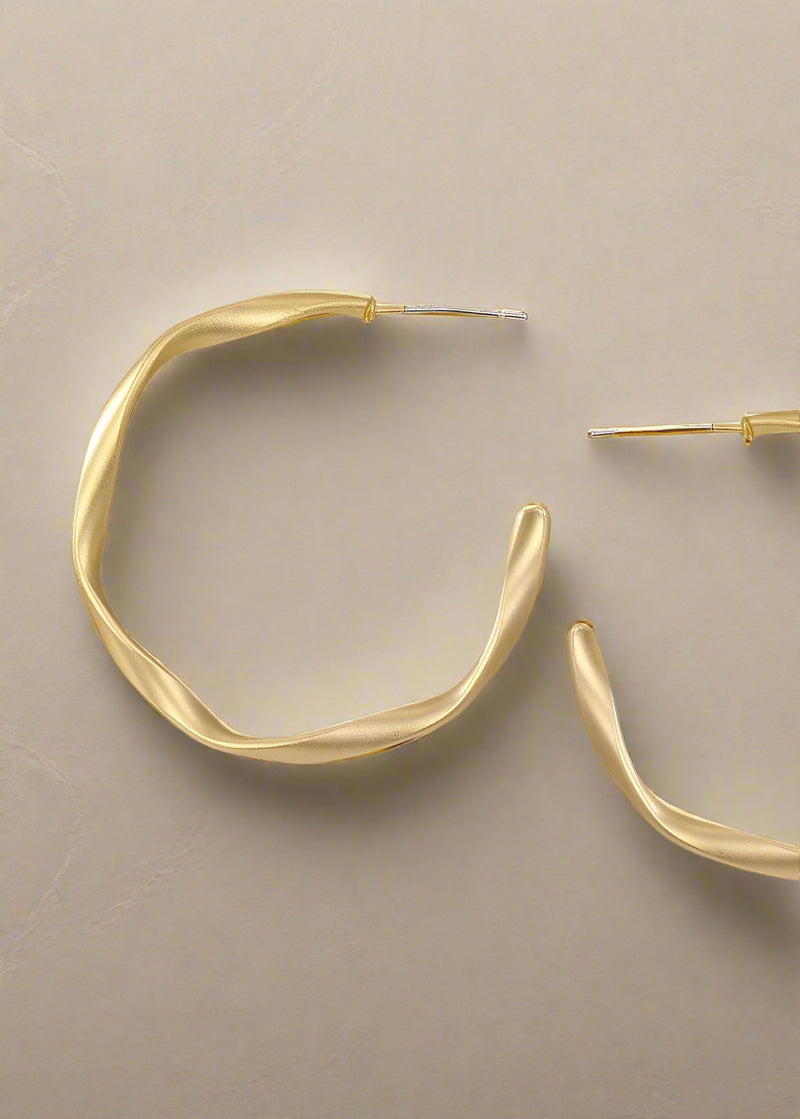Golden Twist Hoop Earrings