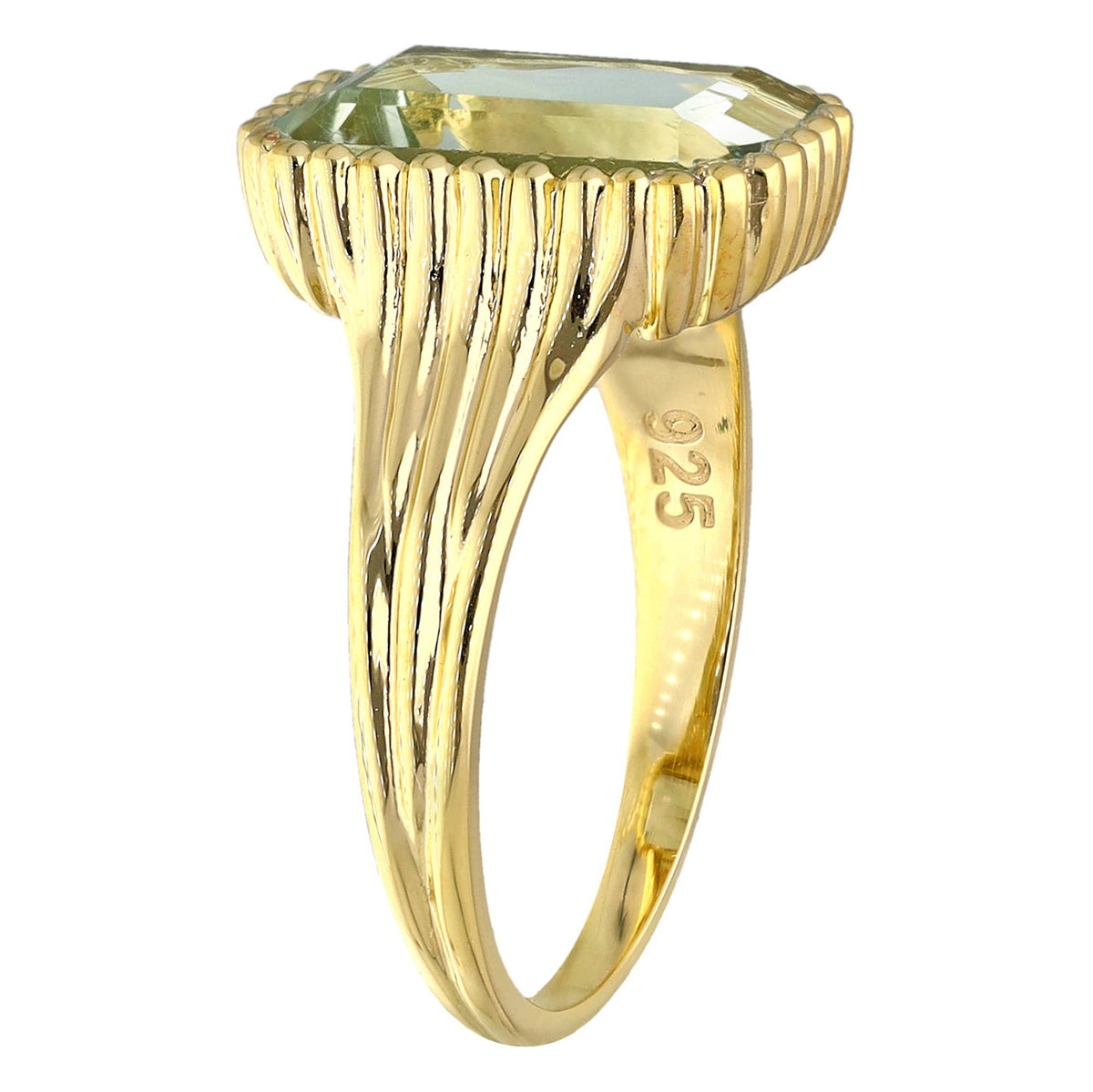 Gold Plated 925 Silver Green Amethyst Verdant Majesty Ring: 6