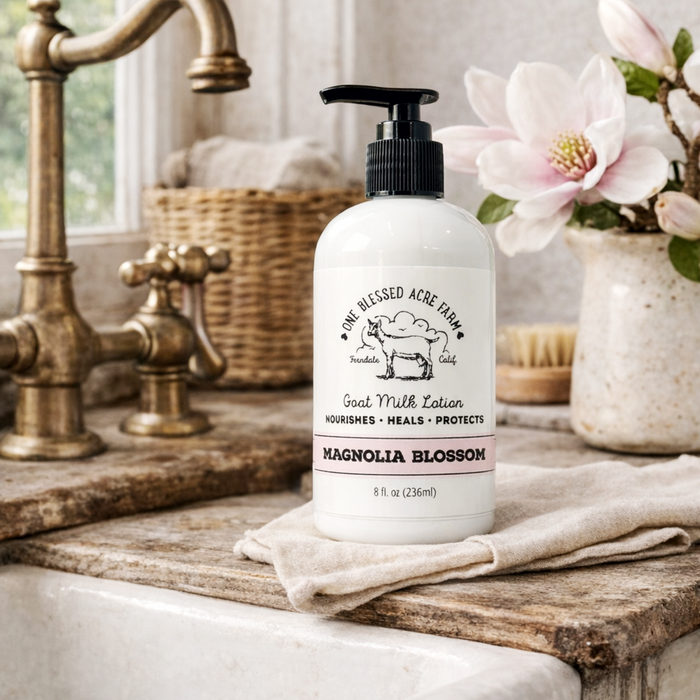 Magnolia Goat Milk Lotion Hand Cream Body Lotion Travel Size: 8 ounce with a pump
