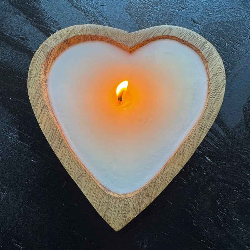 Sweet Heart Candle | Mango Wood: Natural / Volcano