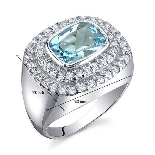 Swiss Blue Topaz Radiant Cut Sterling Silver Ring Size 6