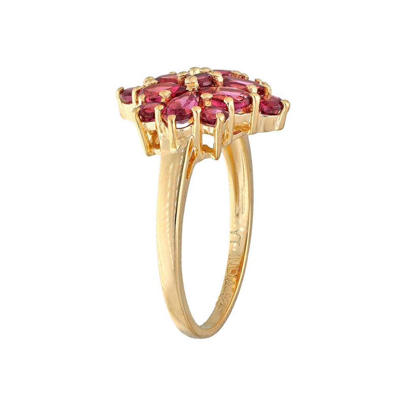 Gold Vermeil 925 Silver Crimson Bloom Rhodolite Garnet Ring: 9