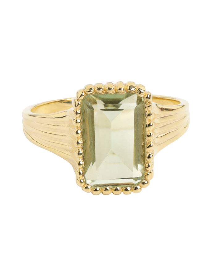 Gold Plated 925 Silver Green Amethyst Verdant Majesty Ring: 6