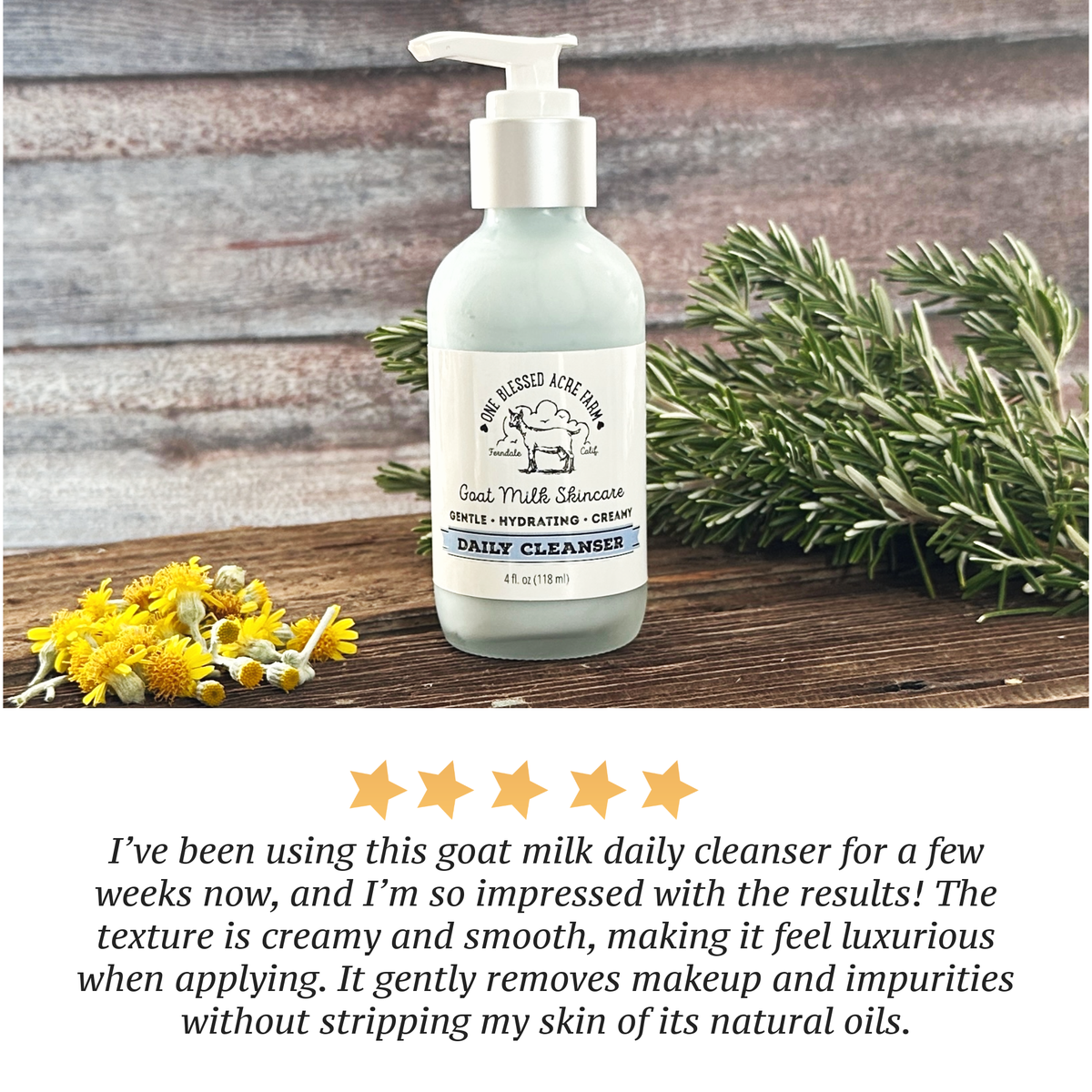 Goat Milk Daily Cleanser & Face Wash Infused With Blue Tansy: 4 Fluid Ounces