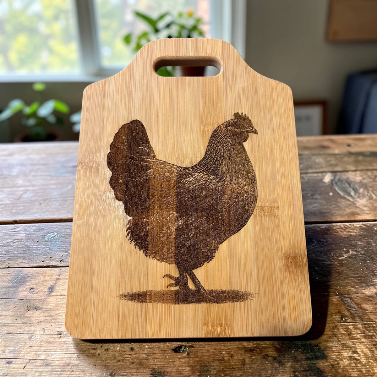 Chicken design Bamboo Cutting Board : 6"x9"