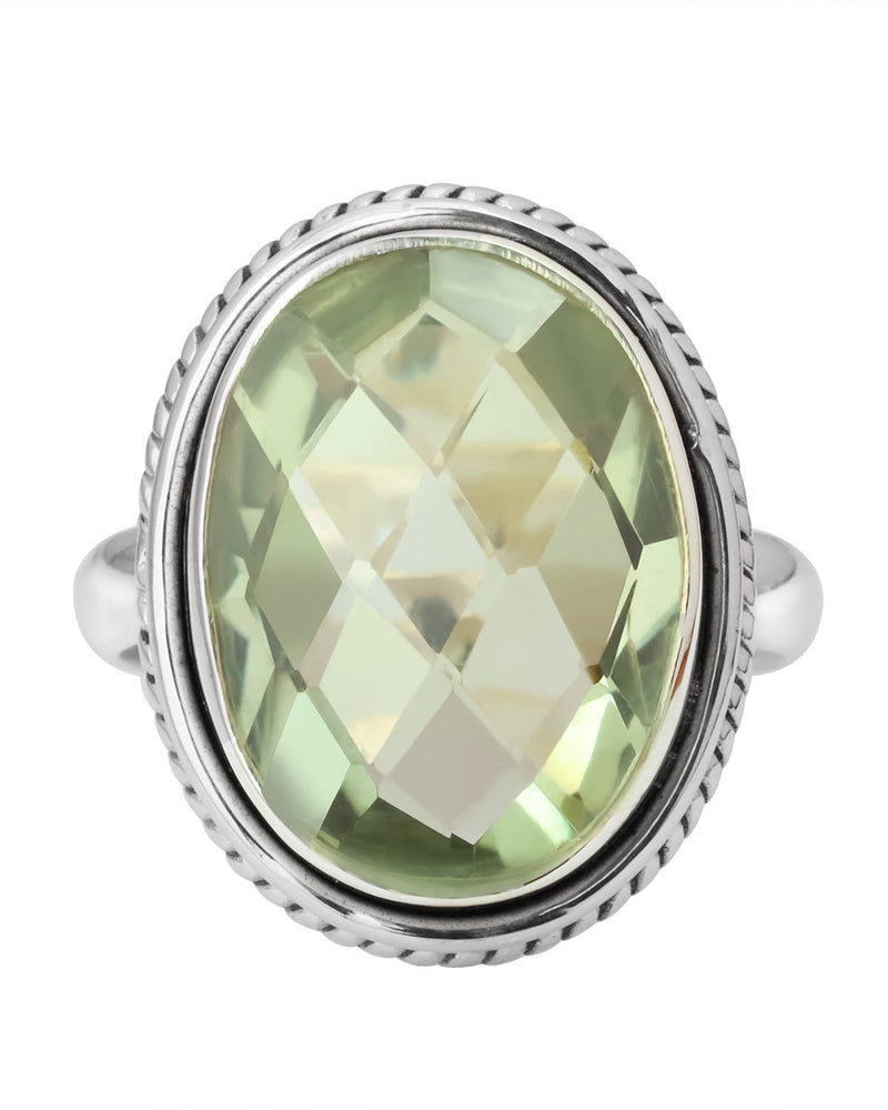 Green Amethyst 925 Sterling Silver Solitaire Ring: 6