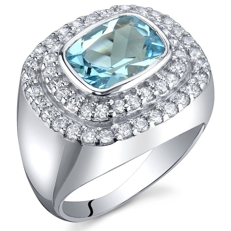 Swiss Blue Topaz Radiant Cut Sterling Silver Ring Size 6