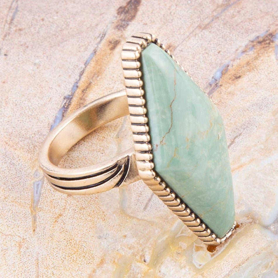 Trillion Green Turquoise Ring: 7
