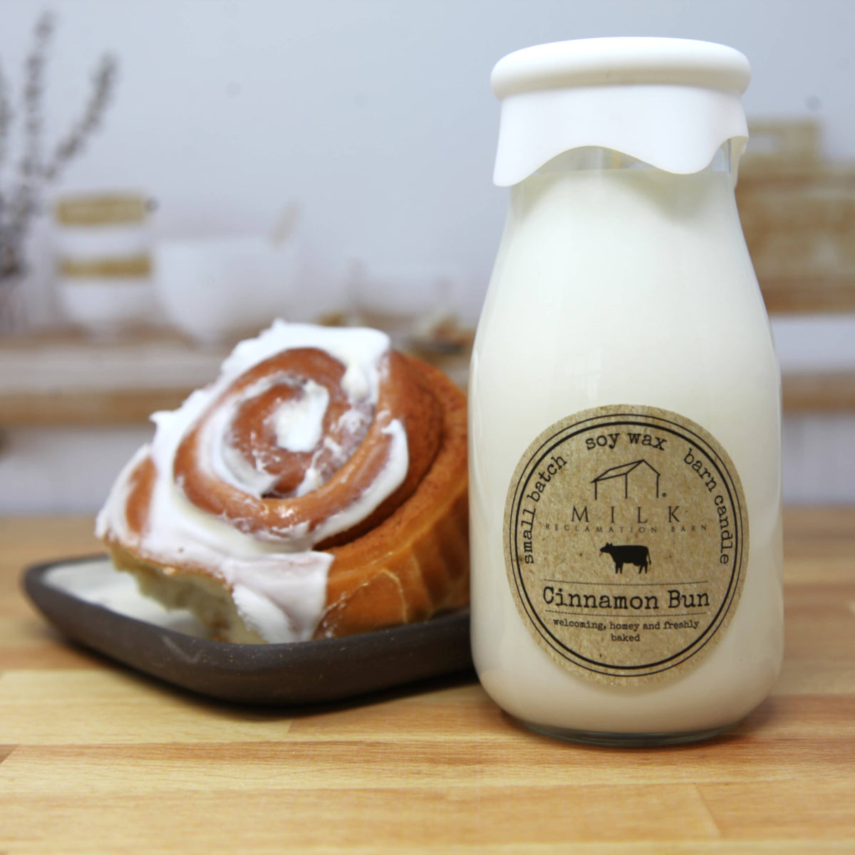 Milk Bottle Candle Cinnamon Bun