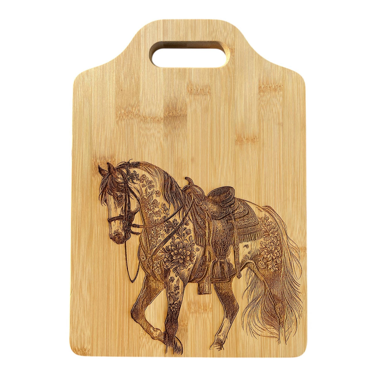 Western Dressage Horse Bamboo Cutting, cheese board : 8"x11"