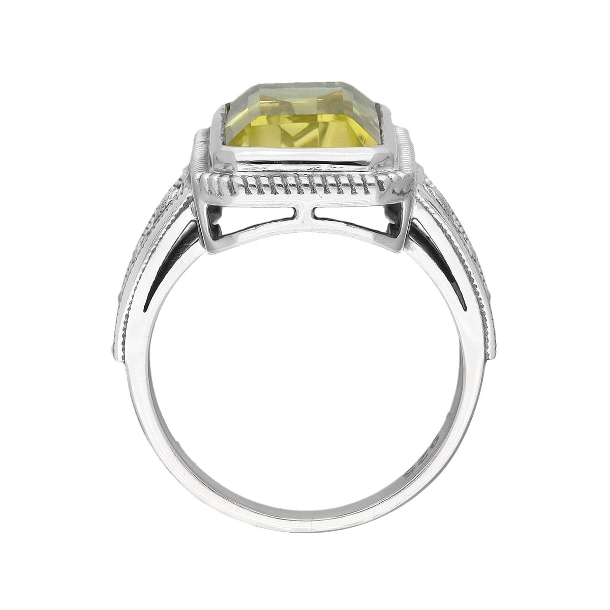 Sterling Silver Lemon Quartz Statement Solar Bloom Ring: 7