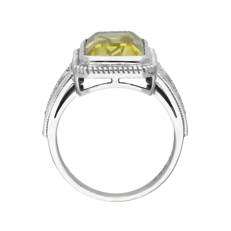 Sterling Silver Lemon Quartz Statement Solar Bloom Ring: 7
