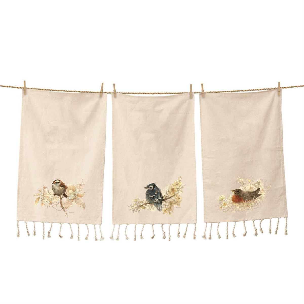Tea Towels - Sepia Birds in Nests
