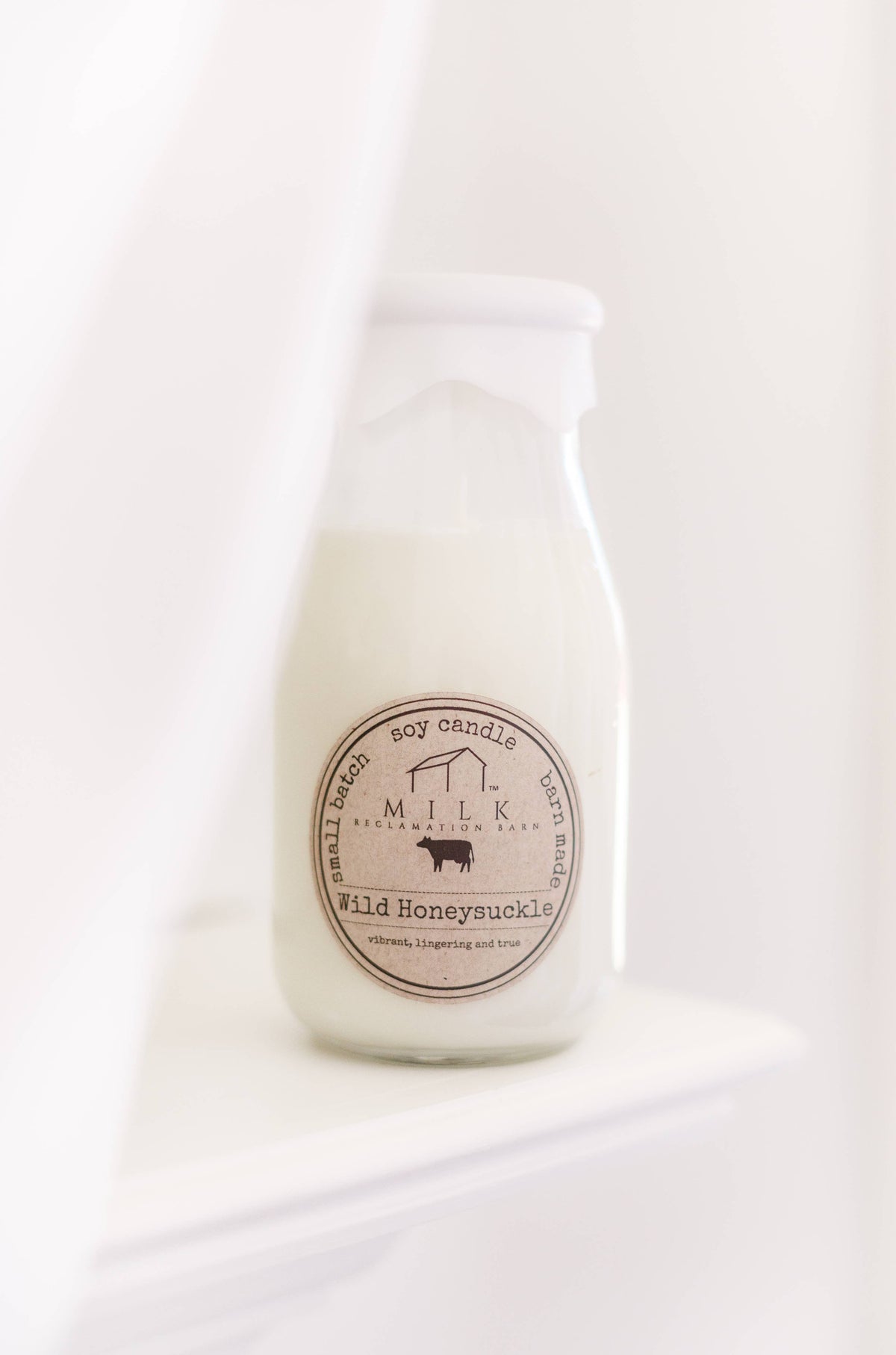 Milk Bottle Candle Wild Honeysuckle