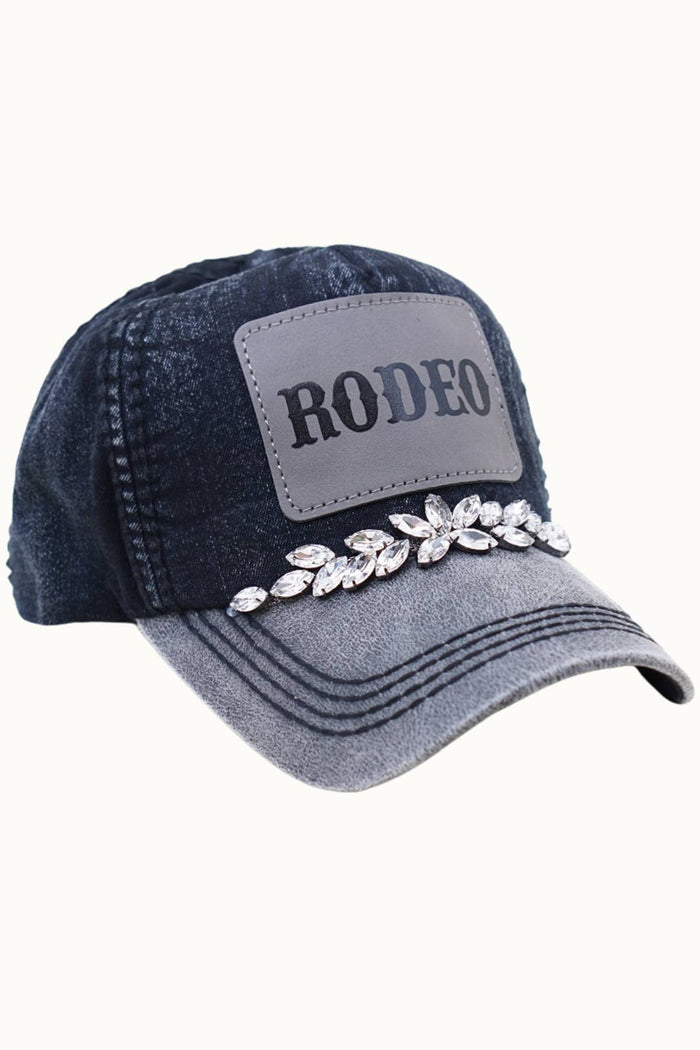 RODEO Two-Toned Dad Cap with Vegan Leather Bill +Leatherette: Beige/Brown