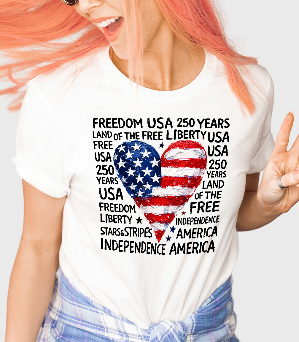 Freedom USA Heart: No / White T-Shirt / Small