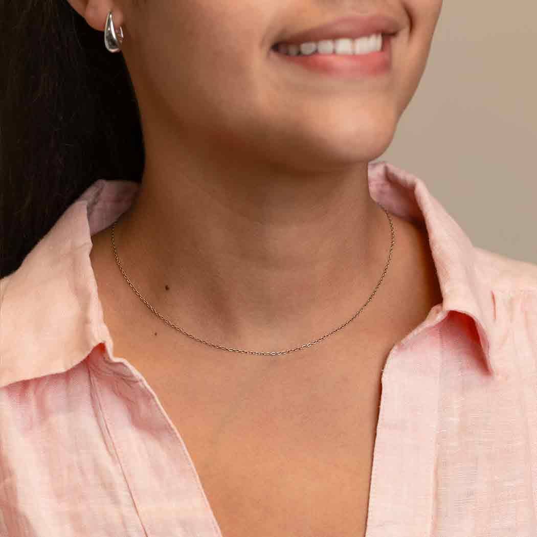 Sterling Silver Delicate Cable Chain: 18 inch