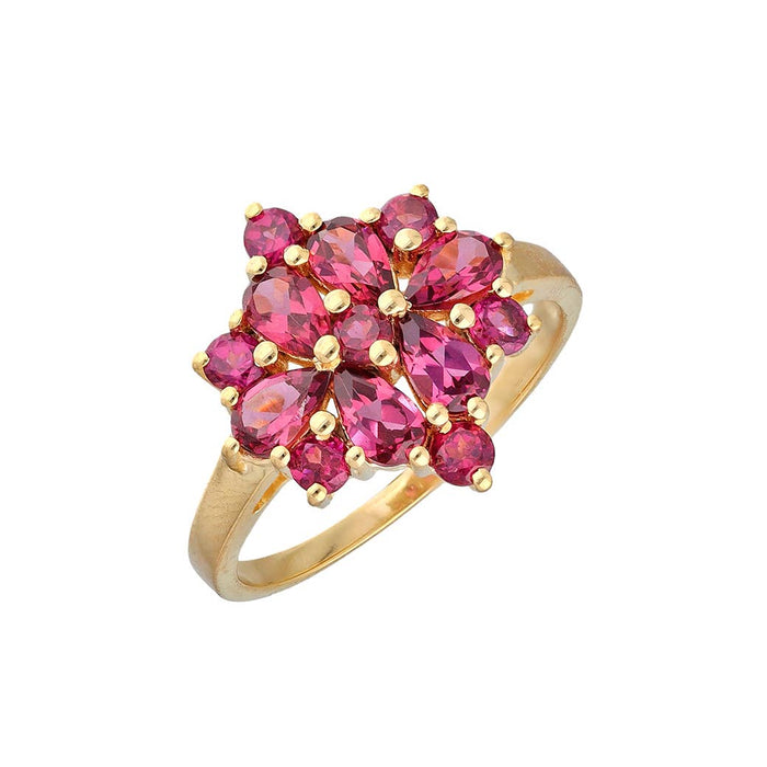 Gold Vermeil 925 Silver Crimson Bloom Rhodolite Garnet Ring: 9
