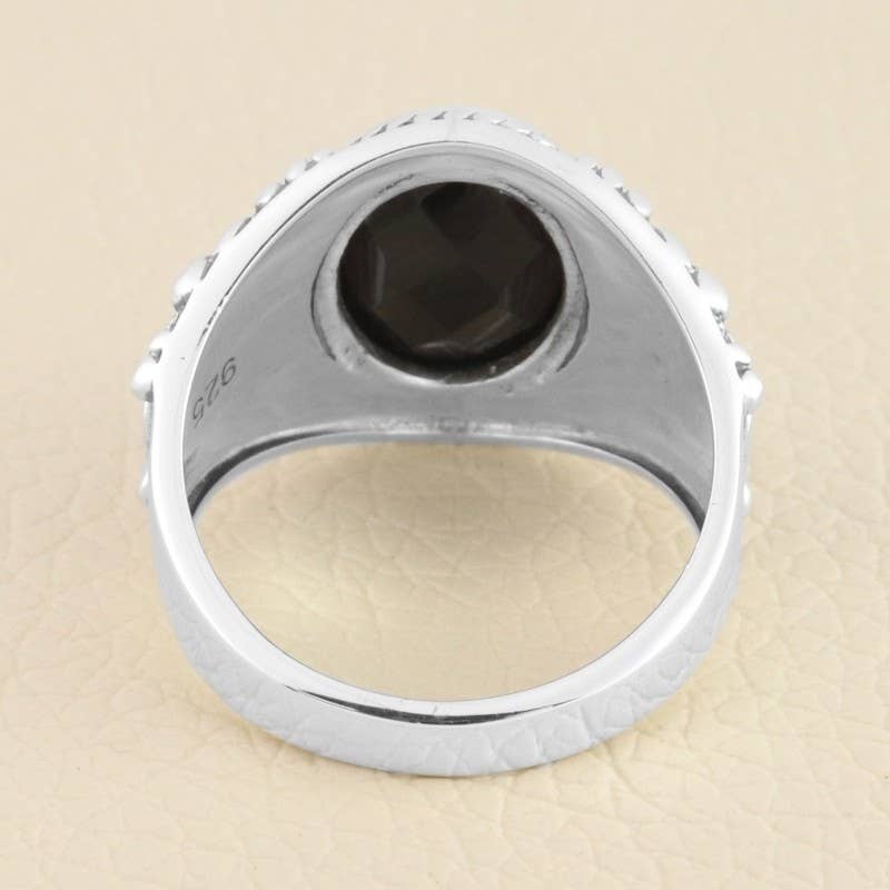 Black Onyx Men's Ring: 925 Sterling Silver Handmade Jewelry: 12