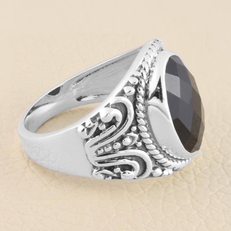 Black Onyx Men's Ring: 925 Sterling Silver Handmade Jewelry: 12