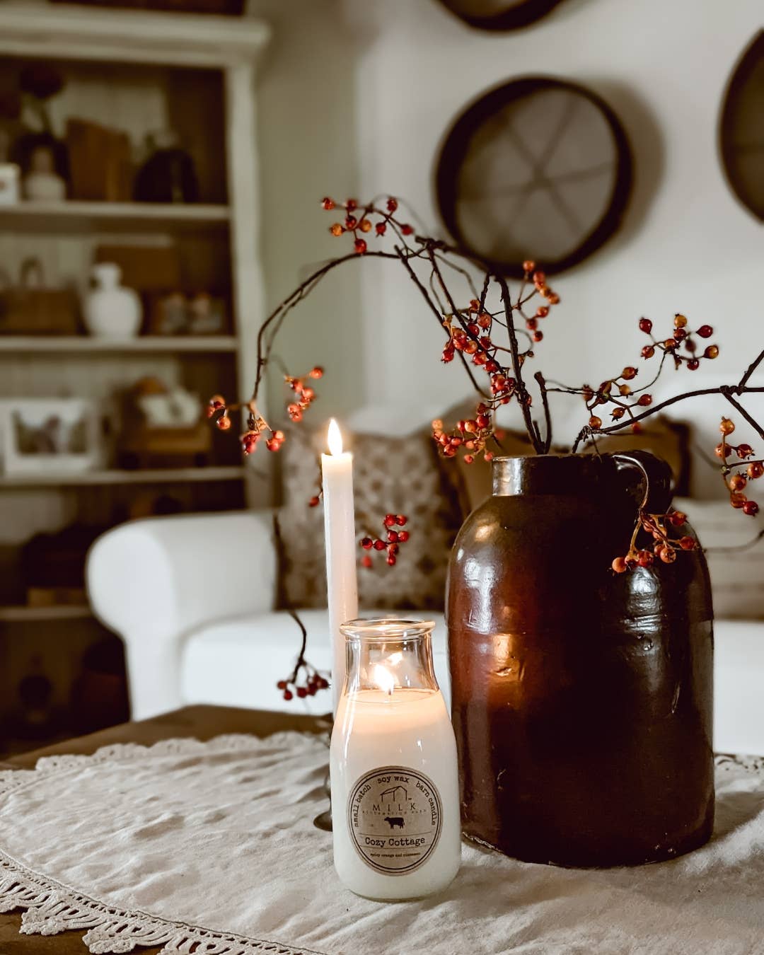 Milk Bottle Candle Cozy Cottage (Orange & Cinnamon)