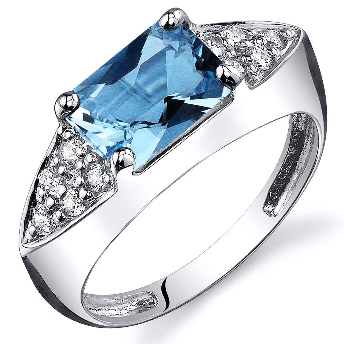 Swiss Blue Topaz Radiant Cut Sterling Silver Ring Size 7