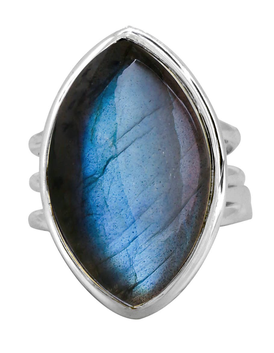 Labradorite 925 Sterling Silver Bold Ring: 7