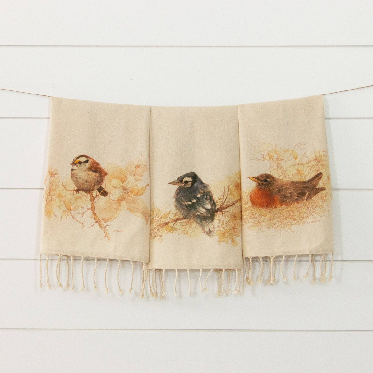 Tea Towels - Sepia Birds in Nests