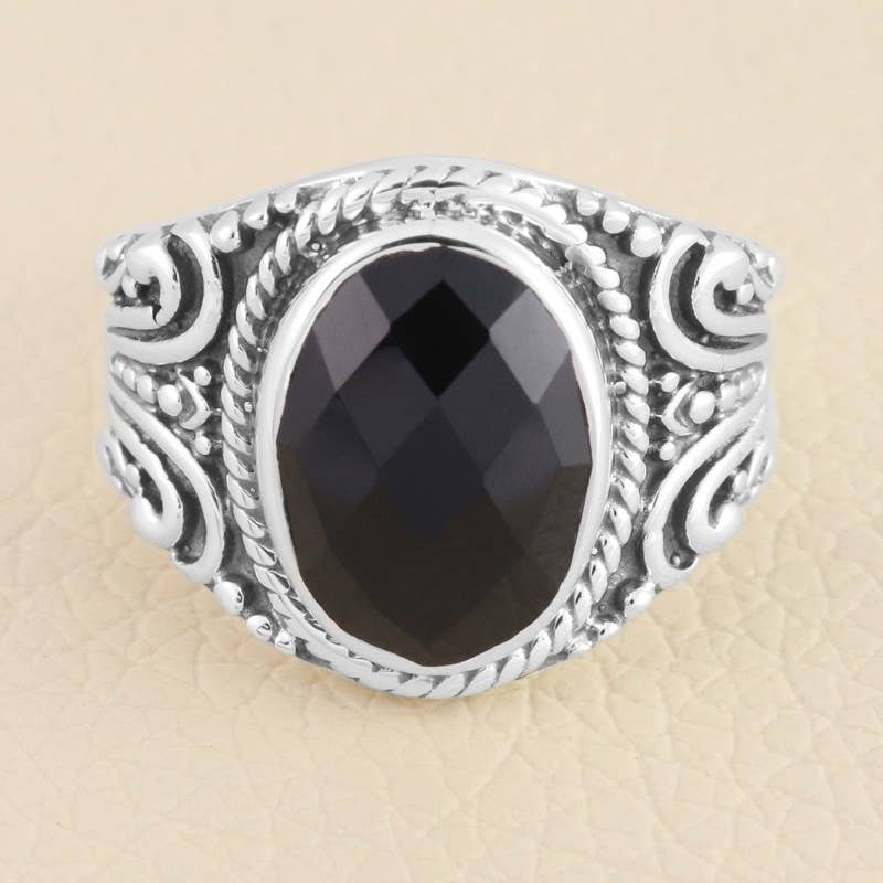 Black Onyx Men's Ring: 925 Sterling Silver Handmade Jewelry: 12