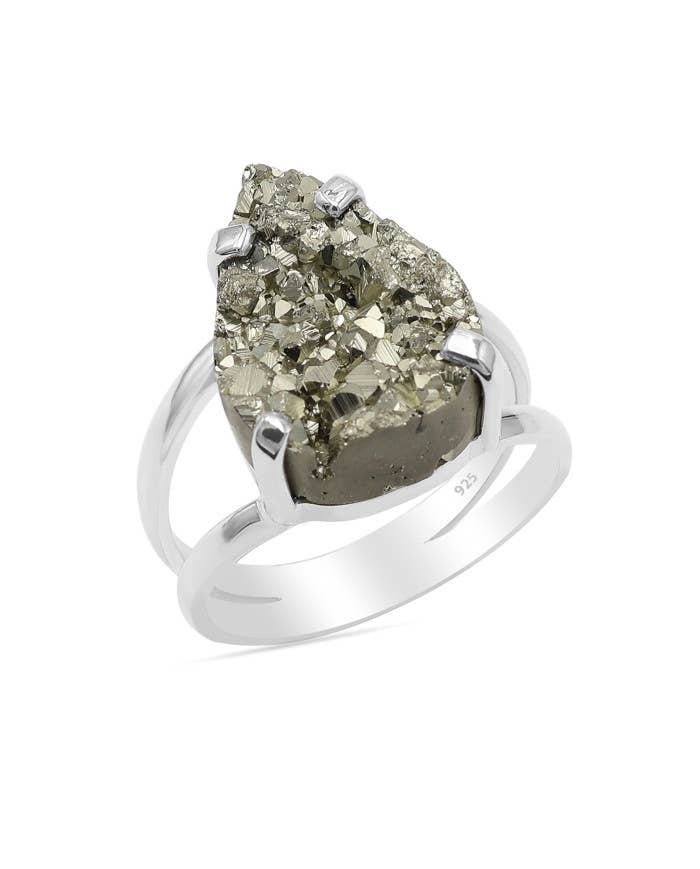 Raw Pyrite Ring: 925 Sterling Silver Gemstone Jewelry: 10