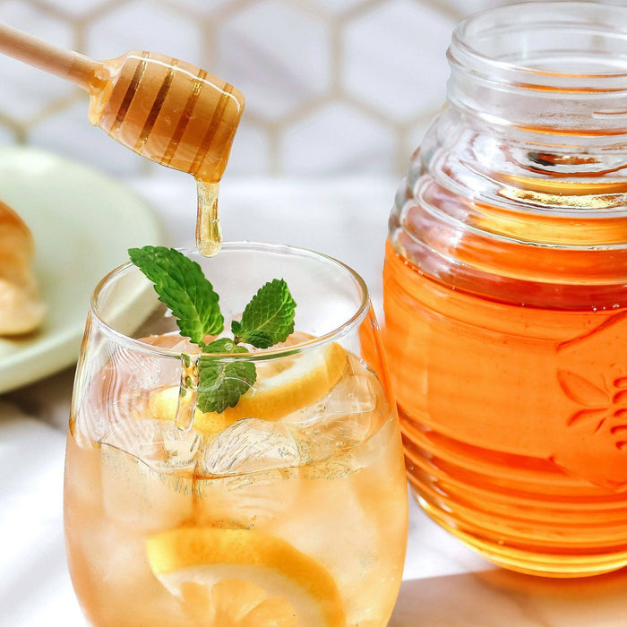 Glass Bee Honey Jar and Dipper Set (2 Lids and Dippers)