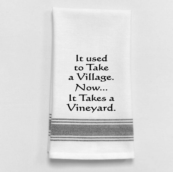 BB-I-348 White Kitchen Towel "It used to take...": White - Black Lined Trim