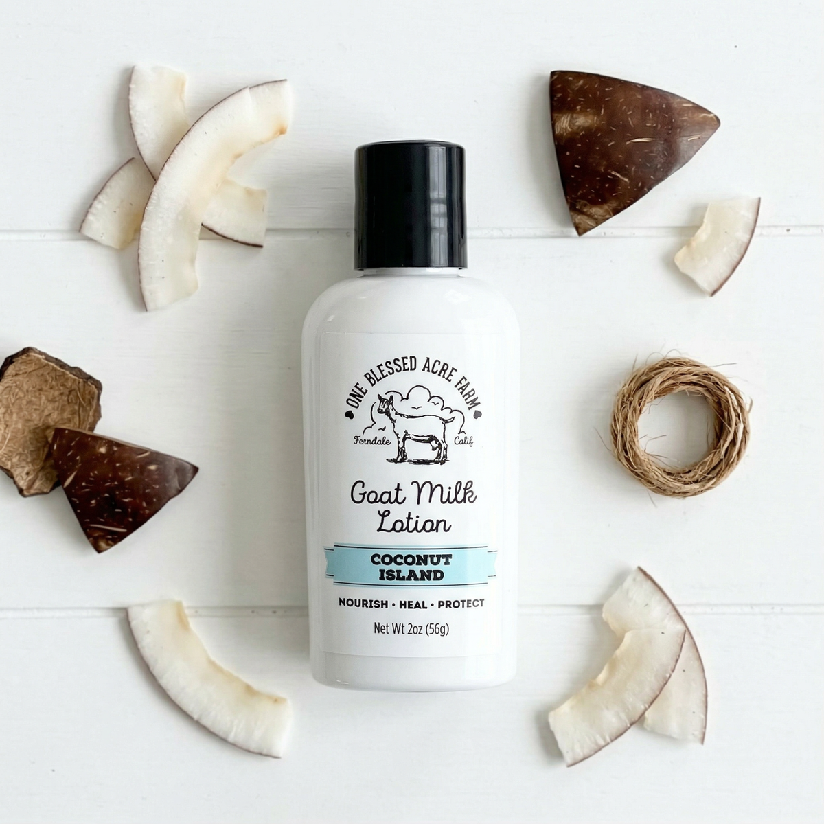 Coconut Island Goat Milk Lotion: 2 ounce with flip top