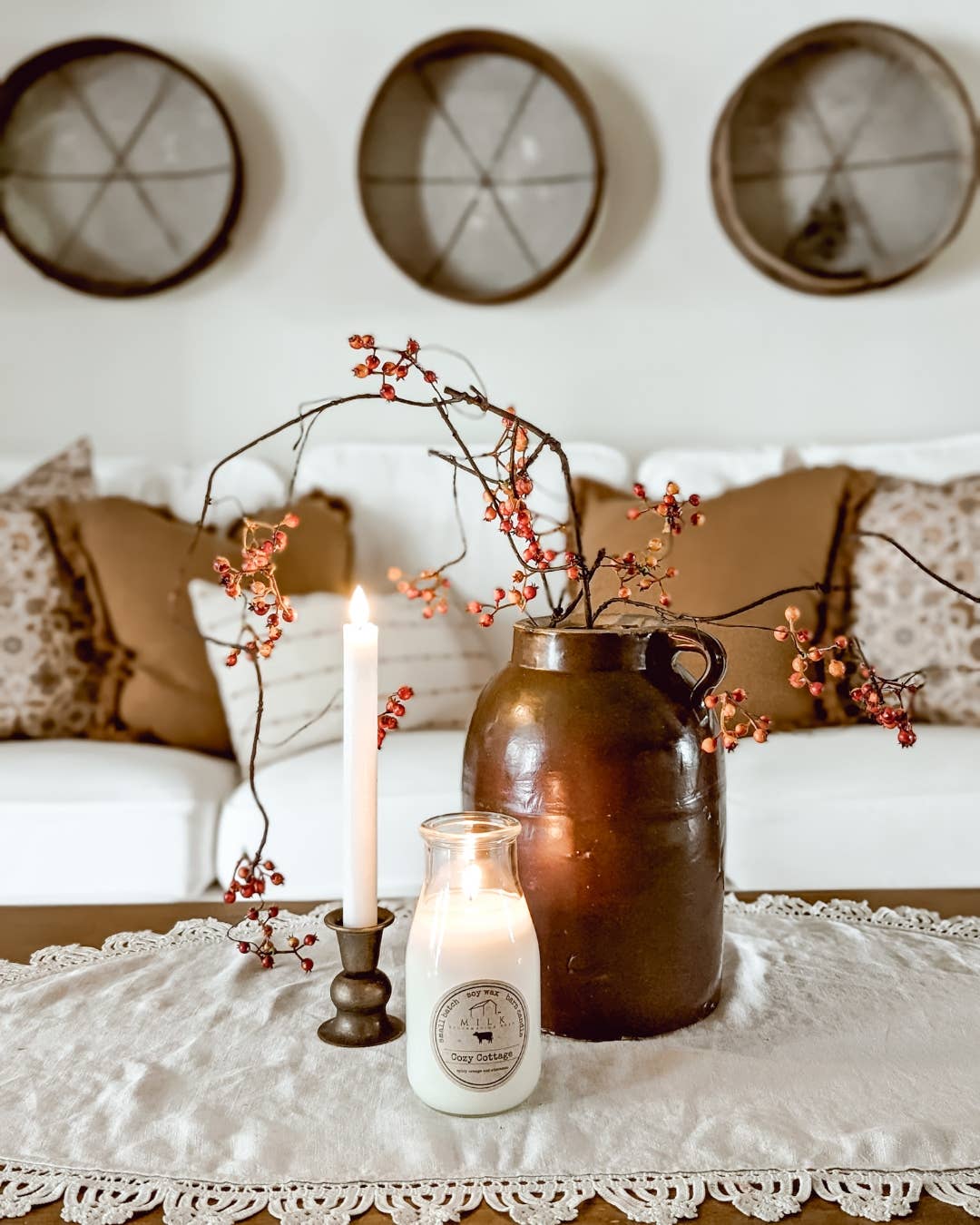 Milk Bottle Candle Cozy Cottage (Orange & Cinnamon)