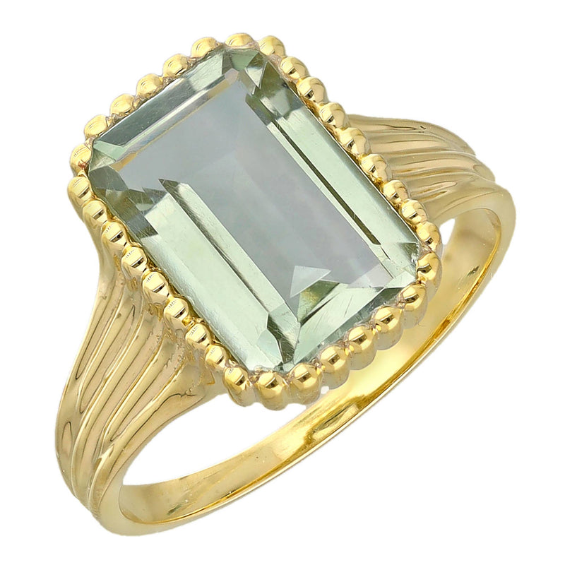 Gold Plated 925 Silver Green Amethyst Verdant Majesty Ring: 6