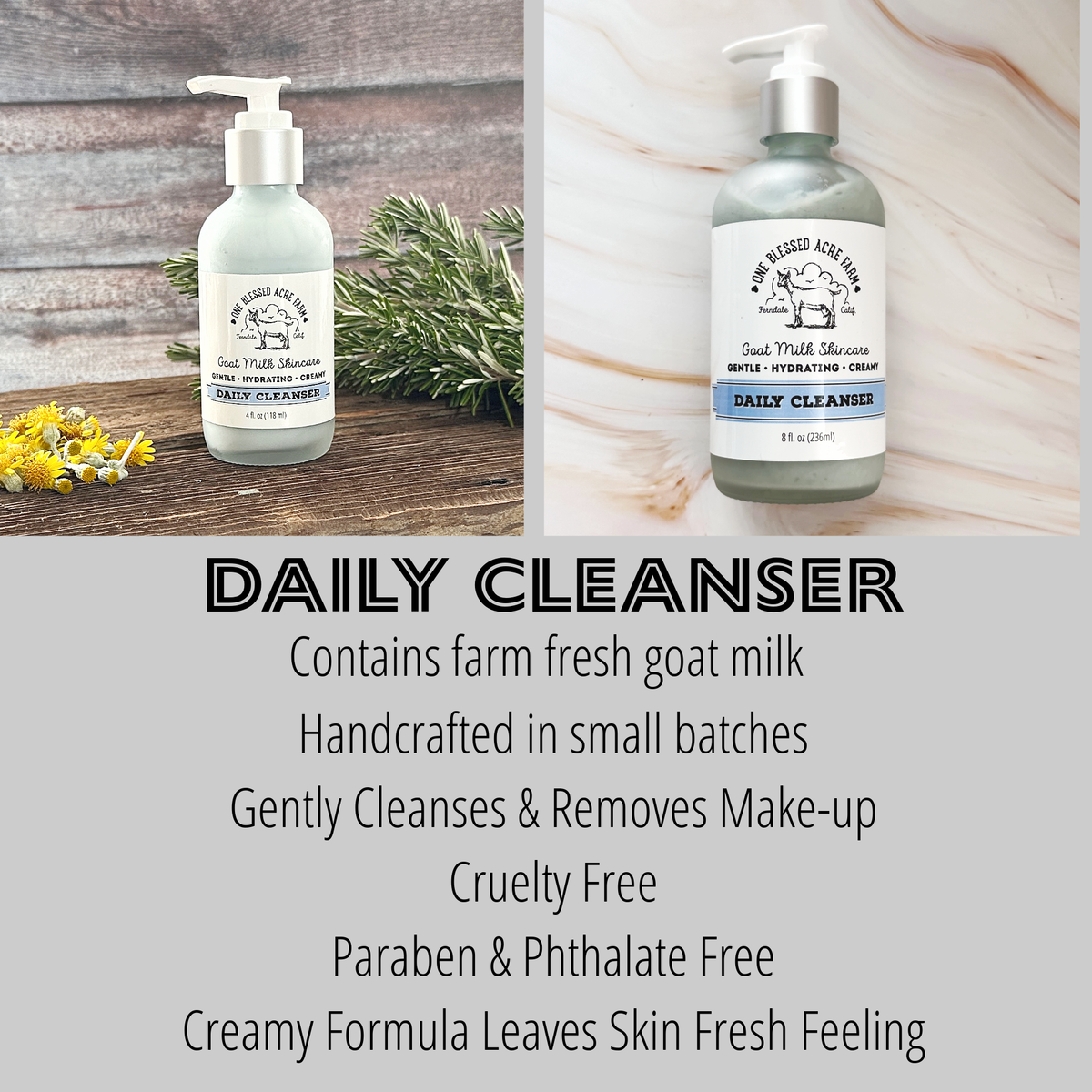 Goat Milk Daily Cleanser & Face Wash Infused With Blue Tansy: 4 Fluid Ounces