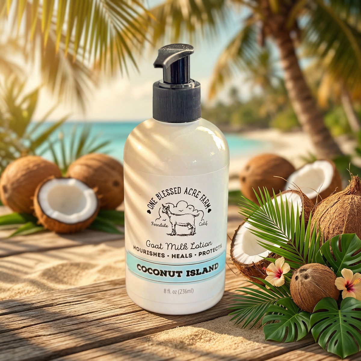 Coconut Island Goat Milk Lotion: 2 ounce with flip top