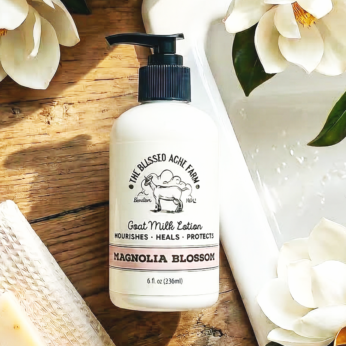 Magnolia Goat Milk Lotion Hand Cream Body Lotion Travel Size: 8 ounce with a pump