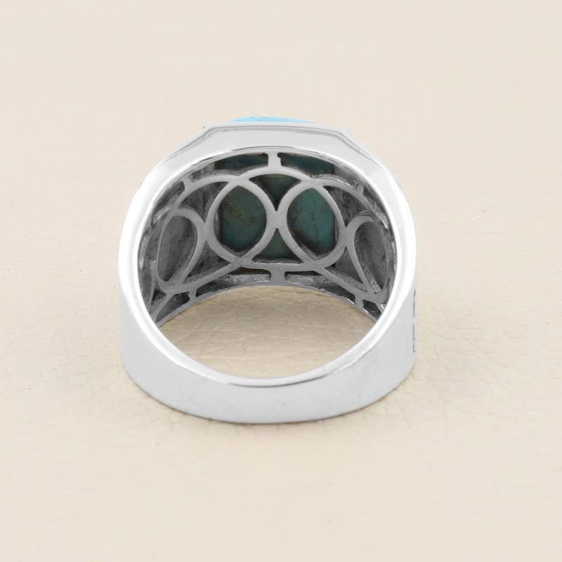 Arizona Turquoise Men's Ring: 925 Silver Handmade Jewelry: 9