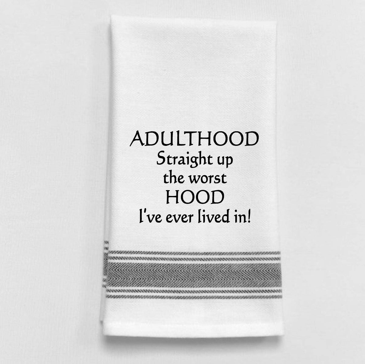 BB-A-127 White Kitchen Towel  "ADULTHOOD..."