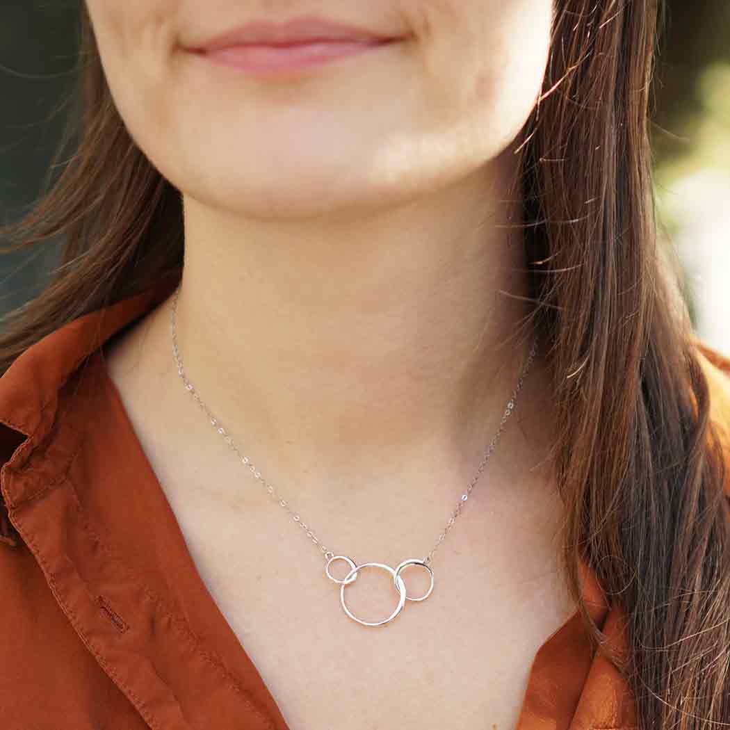 Sterling Silver Necklace with Three Circles: 16 inch