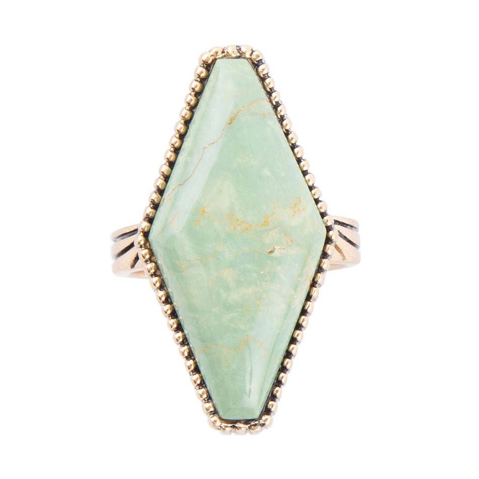 Trillion Green Turquoise Ring: 7