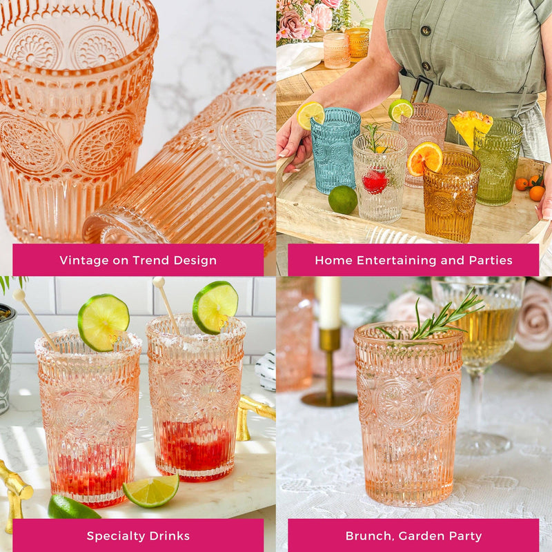 Vintage Textured Rose Gold Drinkware (Set of 6)