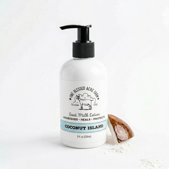 Coconut Island Goat Milk Lotion: 2 ounce with flip top