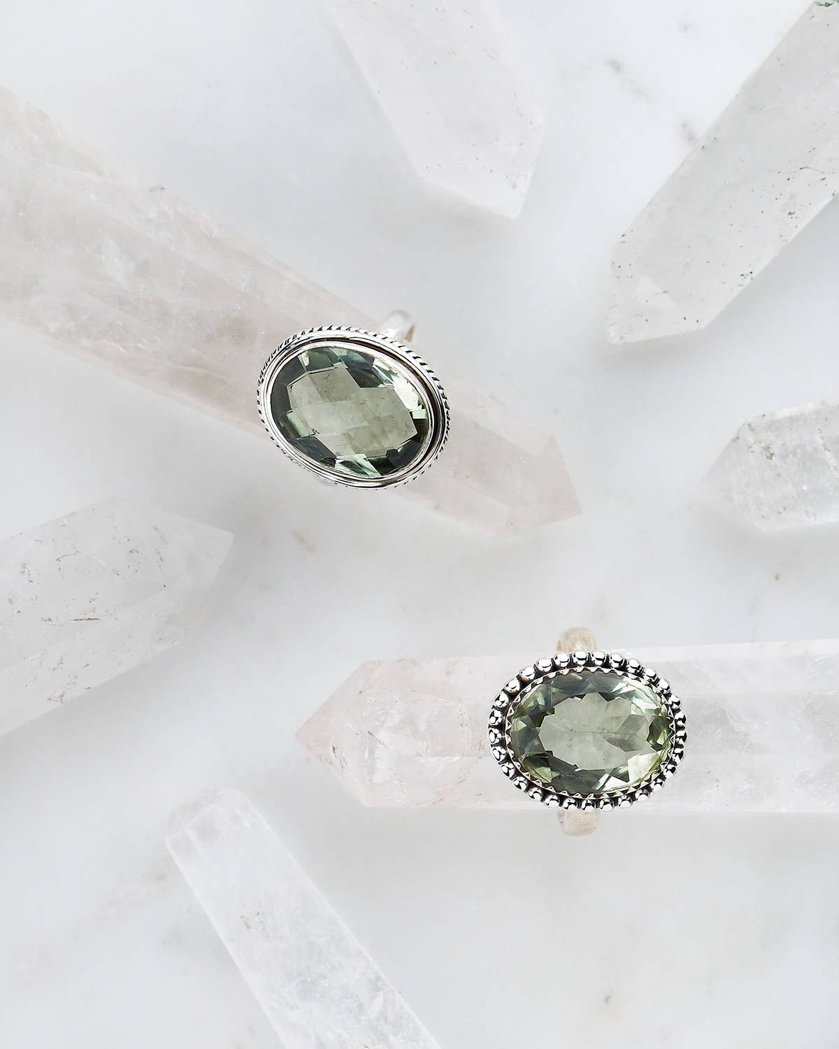Green Amethyst 925 Sterling Silver Solitaire Ring: 6