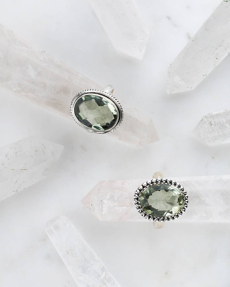 Green Amethyst 925 Sterling Silver Solitaire Ring: 6