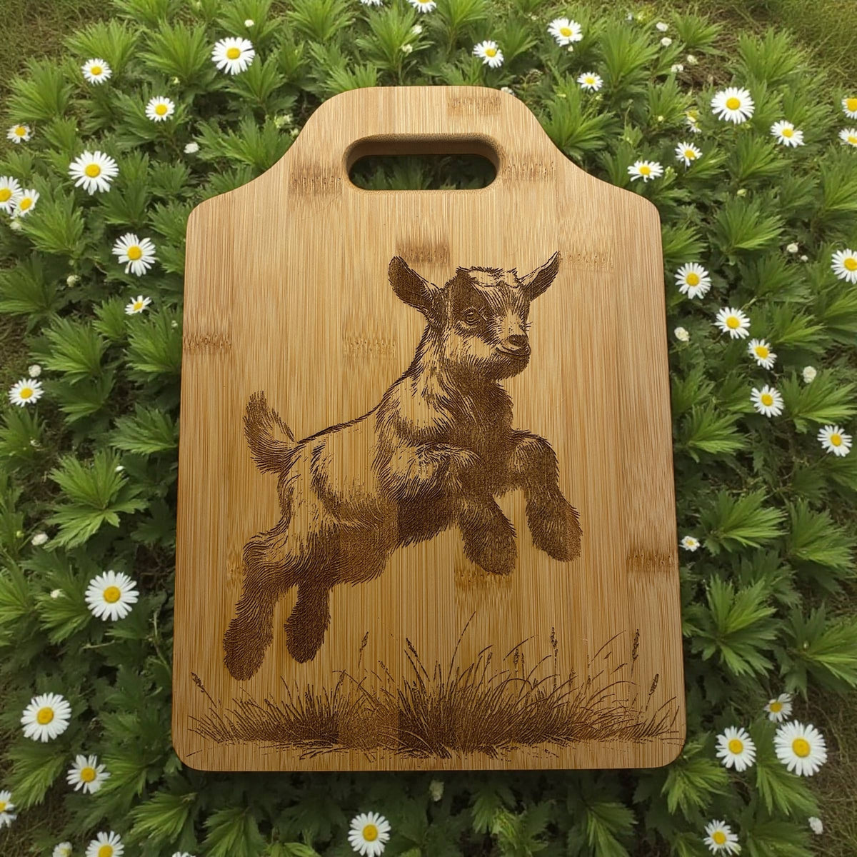 Goat Baby Design Bamboo Cutting, charcuterie, cheese board: 6"x9"