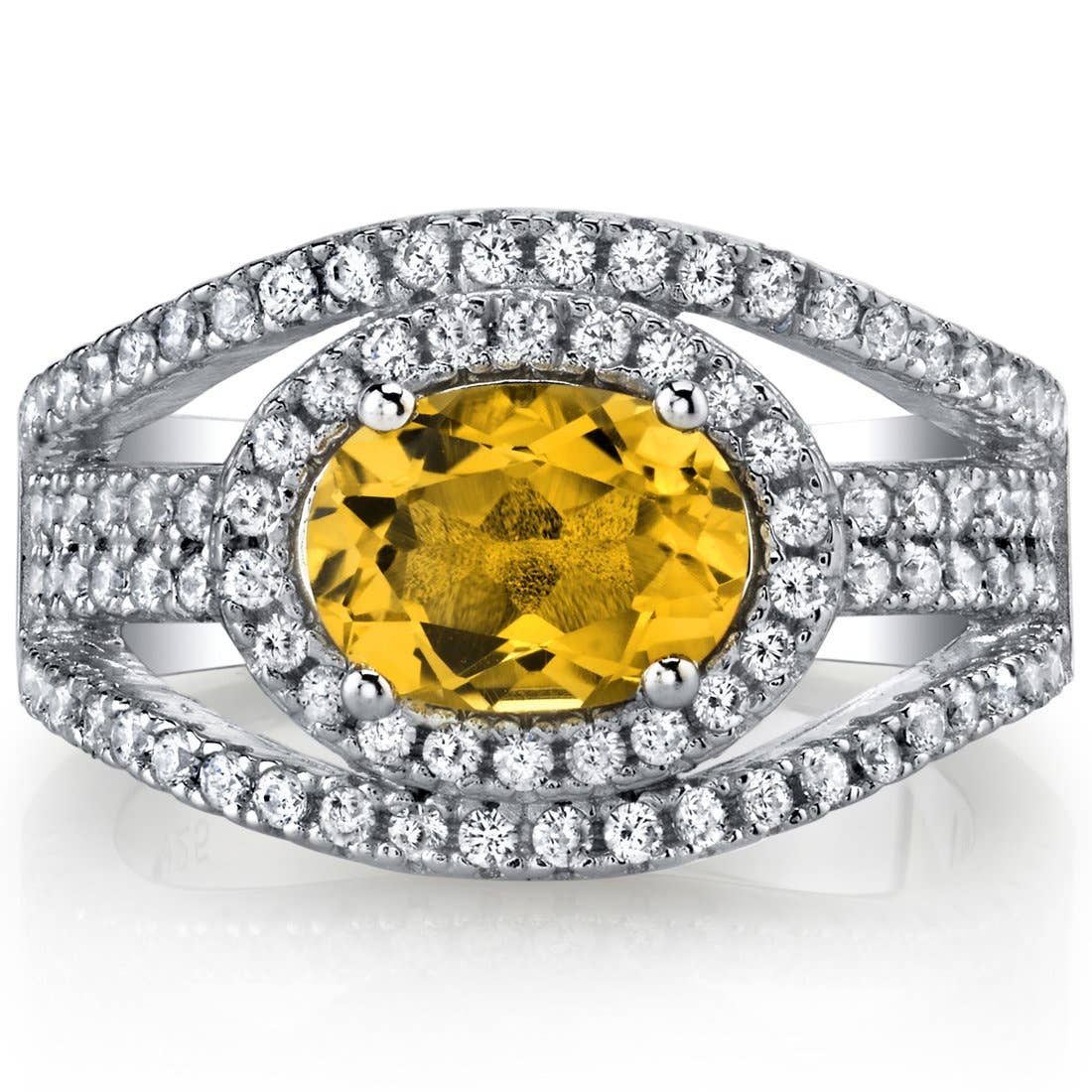 Genuine Citrine Oval Cut Sterling Silver Ring Size 5